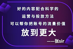 【副业项目3305期】(怎么投dou+快速涨粉)张sir账号流量增长课,让你的流量更精准