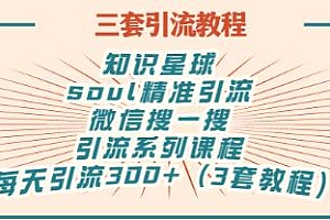 【副业项目3419期】知识星球引流+soul引流+微信搜一搜引流,引流系列课程,每天300+精准粉(3套教程)