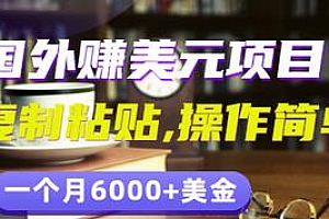【副业项目3497期】分享一个国外赚美元项目:复制粘贴一个月6000+美金,简单易操作