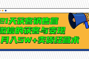 【副业项目3530期】微信营销的方法和技巧:21天获客销售营,带你破解微信的获客与变现
