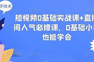 【副业项目3532期】抖音直播间人气怎么提升:短视频0基础实战课+直播间人气提升必修课