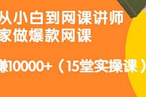 【副业项目3546期】从小白到网课讲师实战课:如何开个人网课赚钱,每月多赚10000+(15堂实操课)