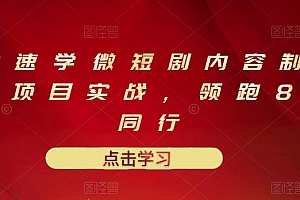 【副业项目3559期】10堂速学微短剧内容制作标准与项目实战(短剧创作的步骤)