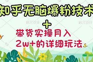 【副业项目3615期】2022知乎无脑爆粉技术(知乎图文带货月入2W+的玩法)