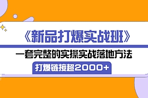 【副业项目3664期】淘宝新品打爆实战班:一套完整的淘宝实操实战落地方法,打爆链接超2000+