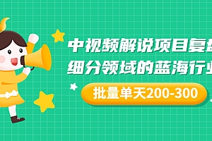 【副业项目3713期】中视频解说项目复盘:细分领域的蓝海行业,批量单天200-300收益