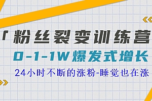 【副业项目3731期】粉丝裂变训练营:0到1w爆发式增长,24小时不断的涨粉