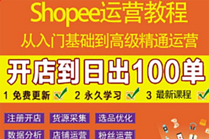 【副业项目3786期】shopee运营教程:从入门基础到高级精通,开店到日出100单(全套课程)