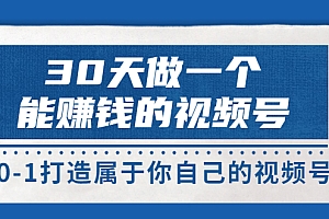 【副业项目3874期】30天做一个能赚钱的视频号:视频号爆款内容的创作秘诀,视频号8大变现模式解密