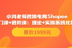 【副业项目3916期】小鸿老师跨境电商Shopee入门课+进阶课:理论+实操系统化教学,shopee怎么注册开店视频教程