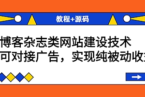 【副业项目3953期】博客杂志类网站建设搭建教程,可对接广告,实现纯被动收益(教程+源码)