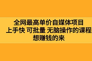 【副业项目3976期】全网最单高价自媒体项目:上手快 可批量 无脑操作的课程,想赚钱的来