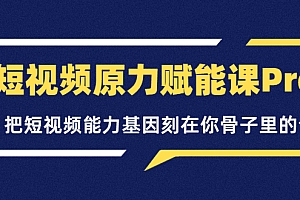 【副业项目3986期】短视频原力赋能课Pro,把短视频能力基因刻在你骨子里的课(价值4999元)