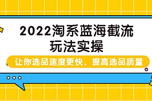 【副业项目3995期】2022淘系蓝海截流玩法实操:让你选品速度更快,提高选品质量(价值599)