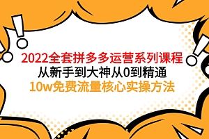 【副业项目4045期】2022全套拼多多运营课程:新手怎么做拼多多电商,10w免费流量核心实操方法