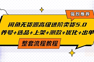 【副业项目4059期】闲鱼无货源高级进阶卖货5.0,养号+选品+上架+测款+优化+出单整套流程教程