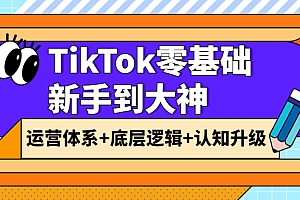 【副业项目4070期】TikTok零基础新手到大神:运营体系+底层逻辑+认知升级(9节系列课)