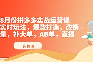 【副业项目4075期】拼多多实战运营课,实时玩法,爆款打造,改销量,补大单,AB单,直播