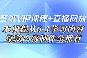 【副业项目4100期】闪闪壁纸VIP课程+直播回放【新】本课程从0-1学习内容,爆款内容制作全都有