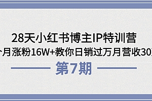 【副业项目4116期】28天小红书博主IP特训营《第6+7期》4个月涨粉16W+教你日销过万月营收30万