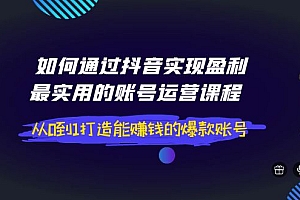【副业项目4143期】如何通过抖音实现盈利,最实用的账号运营课程 从0到1打造能赚钱的爆款账号