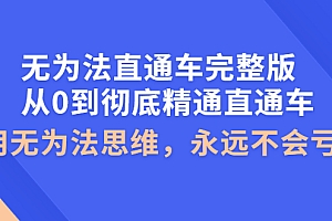 【副业项目4253期】无为法直通车完整版:从0到彻底精通直通车,用无为法思维,永远不会亏损