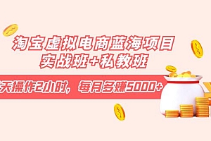 【副业项目4366期】淘宝虚拟电商蓝海项目实战班+私教班:每天操作2小时,每月多赚5000+