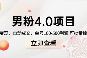 【副业项目4436期】道哥说创业男粉1+2+3+4.0项目:私域变现 自动成交 单号100-500利润 可批量