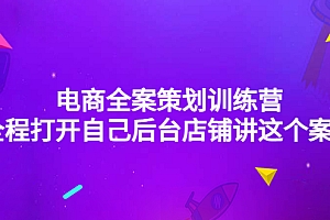 【副业项目4551期】电商全案策划训练营:全程打开自己后台店铺讲这个案例(9节课时)