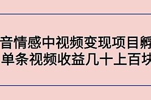 【副业项目4562期】黄岛主副业孵化营第5期:抖音情感中视频变现项目孵化 单条视频收益几十上百