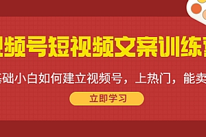【副业项目4549期】视频号短视频文案训练营:0基础小白如何建立视频号,上热门,能卖货