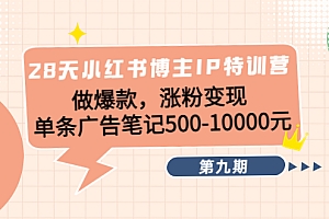 【副业项目4550期】28天小红书博主IP特训营《第9期》做爆款,涨粉变现 单条广告笔记500-10000