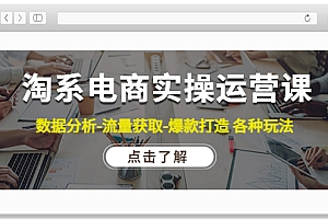 【副业项目4719期】淘系电商实操运营课:数据分析-流量获取-爆款打造 各种玩法(63节)
