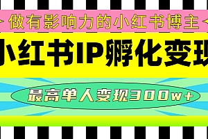 【副业项目4851期】某收费培训-小红书IP孵化变现:做有影响力的小红书博主,最高单人变现300w+
