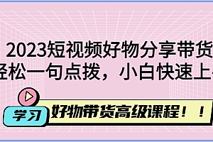 【副业项目4856期】2023短视频好物分享带货,好物带货高级课程,轻松一句点拨,小白快速上手
