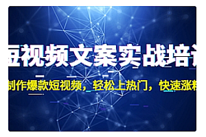 【副业项目4906期】短视频文案实战培训:制作爆款短视频,轻松上热门,快速涨粉