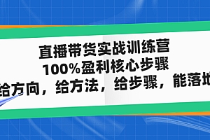 【副业项目5006期】直播带货实战训练营:100%盈利核心步骤,给方向,给方法,给步骤,能落地