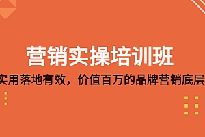 【副业项目5304期】营销实操培训班:简单实用-落地有效,价值百万的品牌营销底层逻辑