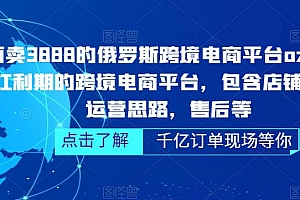 【副业项目5378期】俄罗斯跨境电商平台ozon运营,包含店铺申请,运营思路,售后等(无水印)