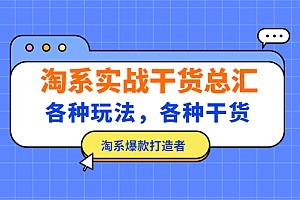 【副业项目5238期】淘系实战干货总汇:各种玩法,各种干货,淘系爆款打造者