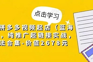 【副业项目5268期】小乔·拼多多视频起店(蓝海项目),纯推广起链接实战,多玩法合集-价值2678元