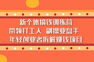 【副业项目5435期】新个体搞钱训练营:带领打工人 副操业盘手 年轻创业者拆解赚钱项目