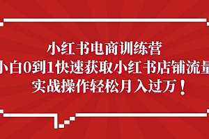 【副业项目5436期】小红书电商训练营,小白0到1快速获取小红书店铺流量,实战操作月入过万