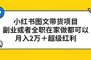 【副业项目5501期】小红书图文带货项目,副业或者全职在家做都可以,月入2万+超级红利