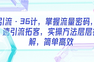 【副业项目5924期】引流·36计,掌握流量密码,快速引流拓客,实操方法层层拆解,简单高效