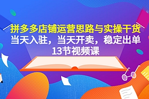 【副业项目5757期】拼多多店铺运营思路与实操干货,当天入驻,当天开卖,稳定出单(13节课)