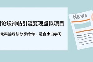 【副业项目5830期】天涯论坛神帖引流变现虚拟项目,一条龙实操玩法分享给你(教程+资源)