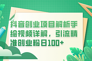 【副业项目6175期】抖音创业项目解析手绘视频详解,引流精准创业粉日100+