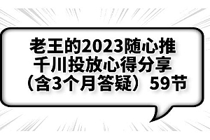 【副业项目6298期】老王的2023随心推+千川投放心得分享(含3个月答疑)59节