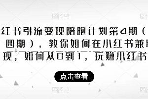 【副业项目6164期】小红书引流变现陪跑计划|第4期(第三、四期),教你如何在小红书兼职变现,如何从0到1,玩赚小红书